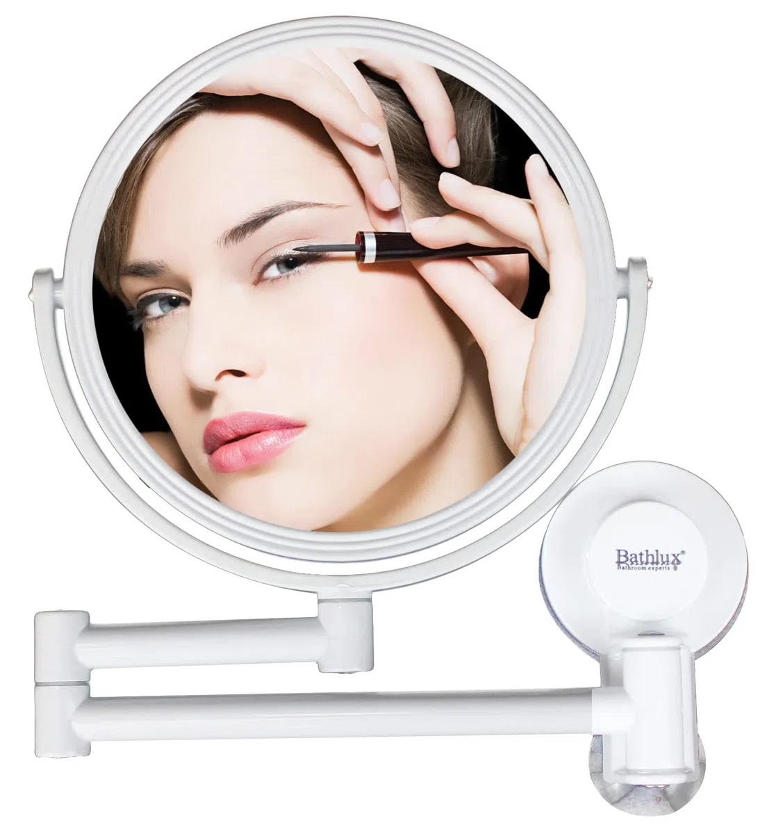 MASMAS Specchio trucco da parete da bagno con ingrandimento 1X/2X cosmetico a doppio lato girevole a 360 con ventosa facile installazione