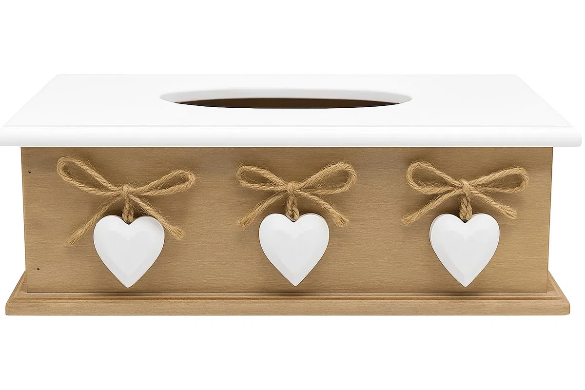 khevga Scatola porta fazzoletti in legno, stile rustico, marrone