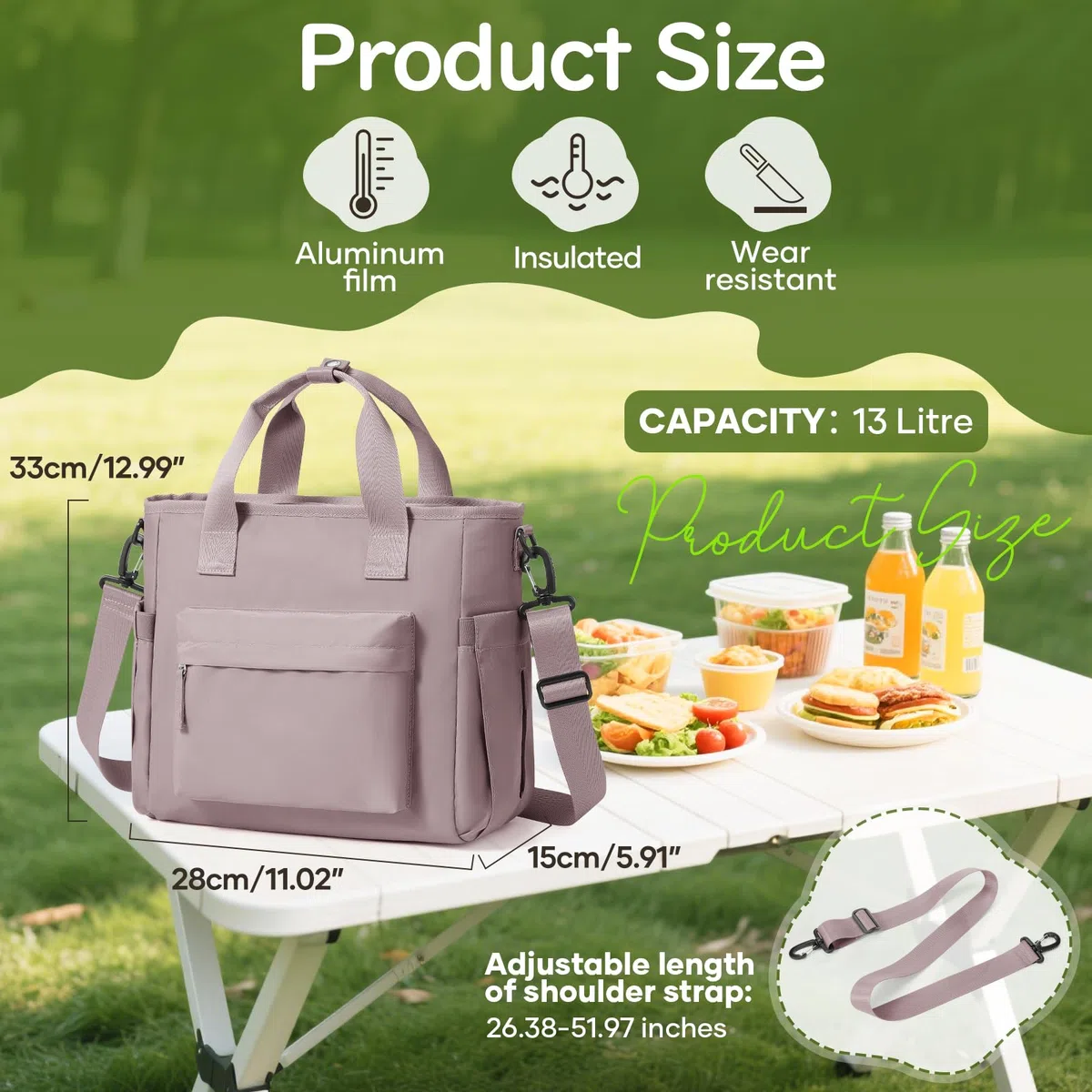 HPLQQ Borsa Termica Porta Pranzo, Borsa Frigo Pranzo per Alimenti Mantenere Caldo o Freddo Lunch Bag per Donna Ufficio, Viaggio, Picnic, Campeggio,A2-Rosa Viola