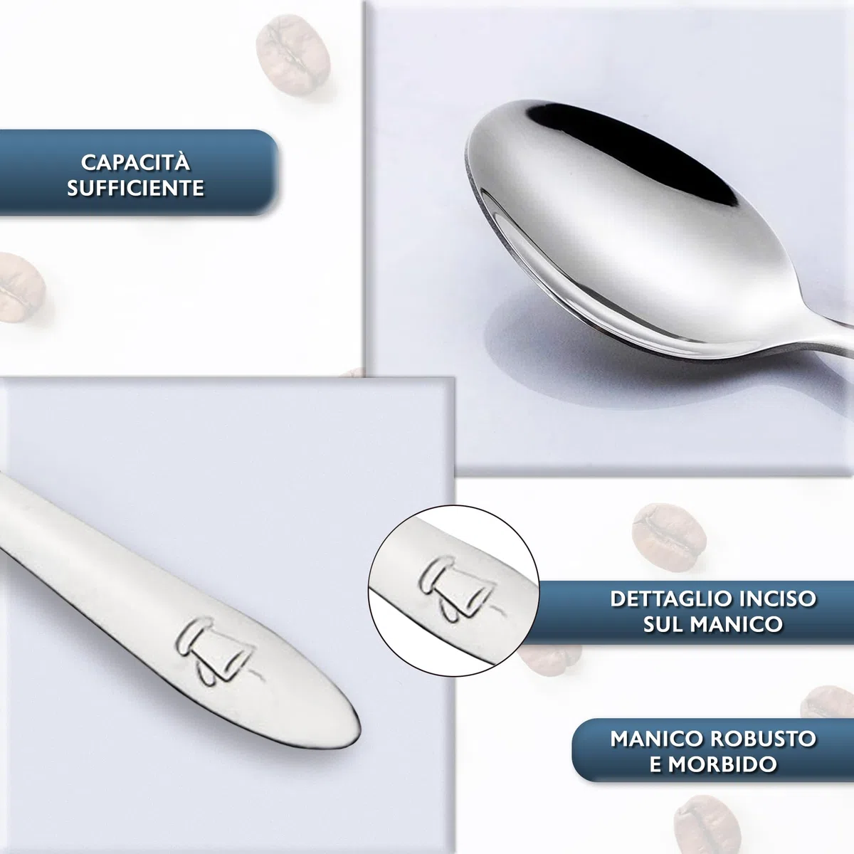 Cucchiaini caffe acciaio inox 48 pezzi 10 cm adatto per casa ristoranti lavastoviglie cucchiaini da caffè cucchiaini caffe piccoli cucchiaino caffe cucchiaini caffe particolari
