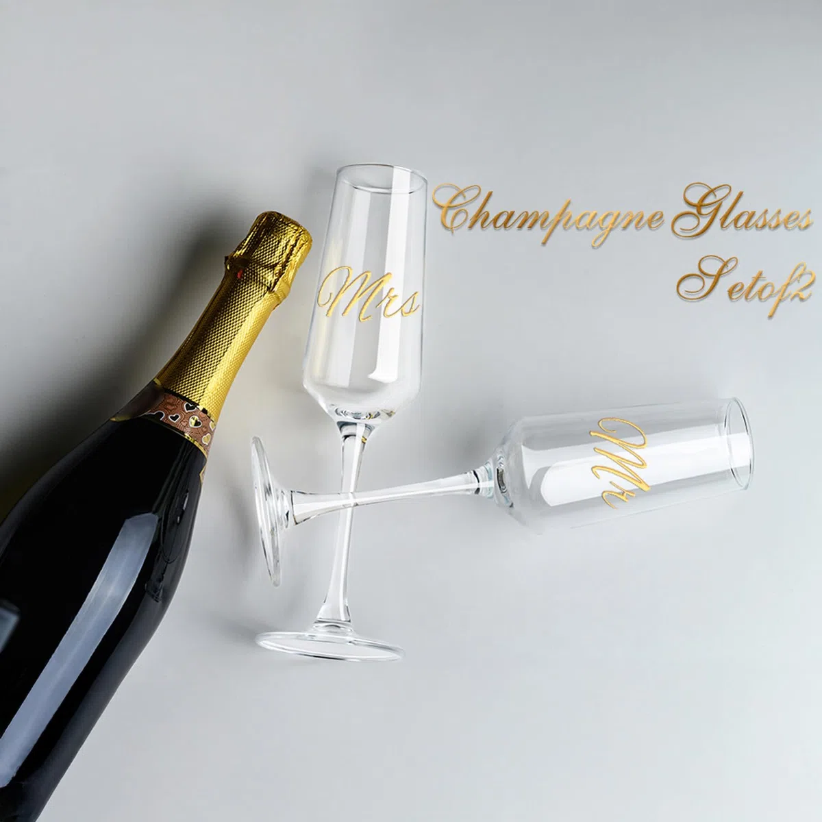 PARACITY Set di 2 calici da champagne per matrimoni Mr e Mrs, bicchieri da champagne per sposi, regali per addio al nubilato, regalo di fidanzamento, 8,5 oz/250 ml