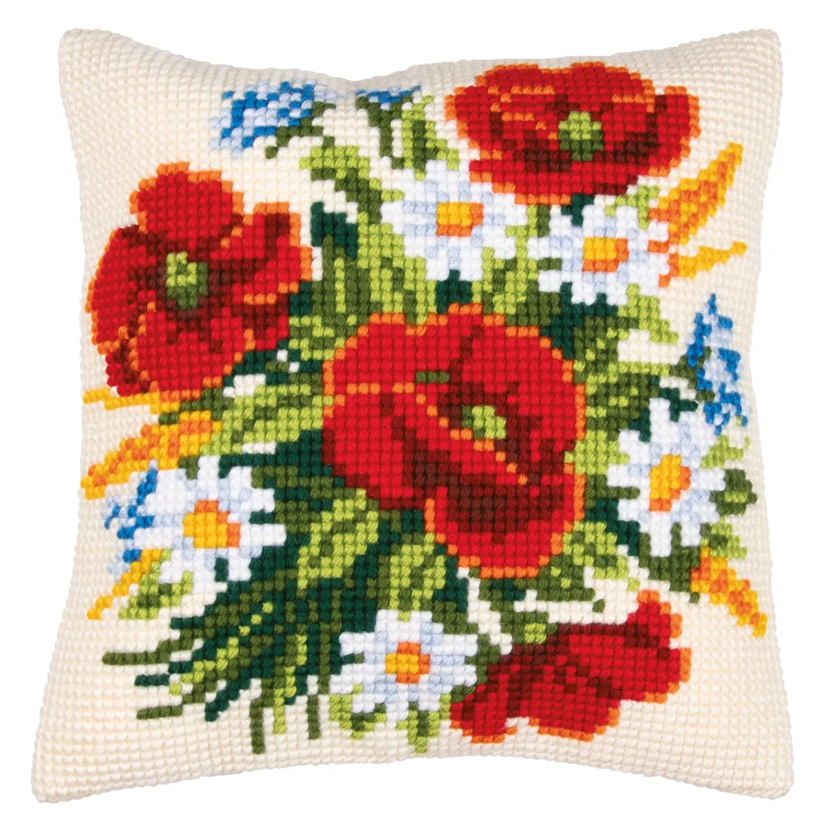 VERVACO Kit Cuscino Punto Croce FIORI Set Ricamo Principianti Cuscini Gobelin Decorativi ca. 40 x 40 cm Accessori Per Lavoretti Creativi DIY Casa Decor Hobby Adulti Cross Stitch
