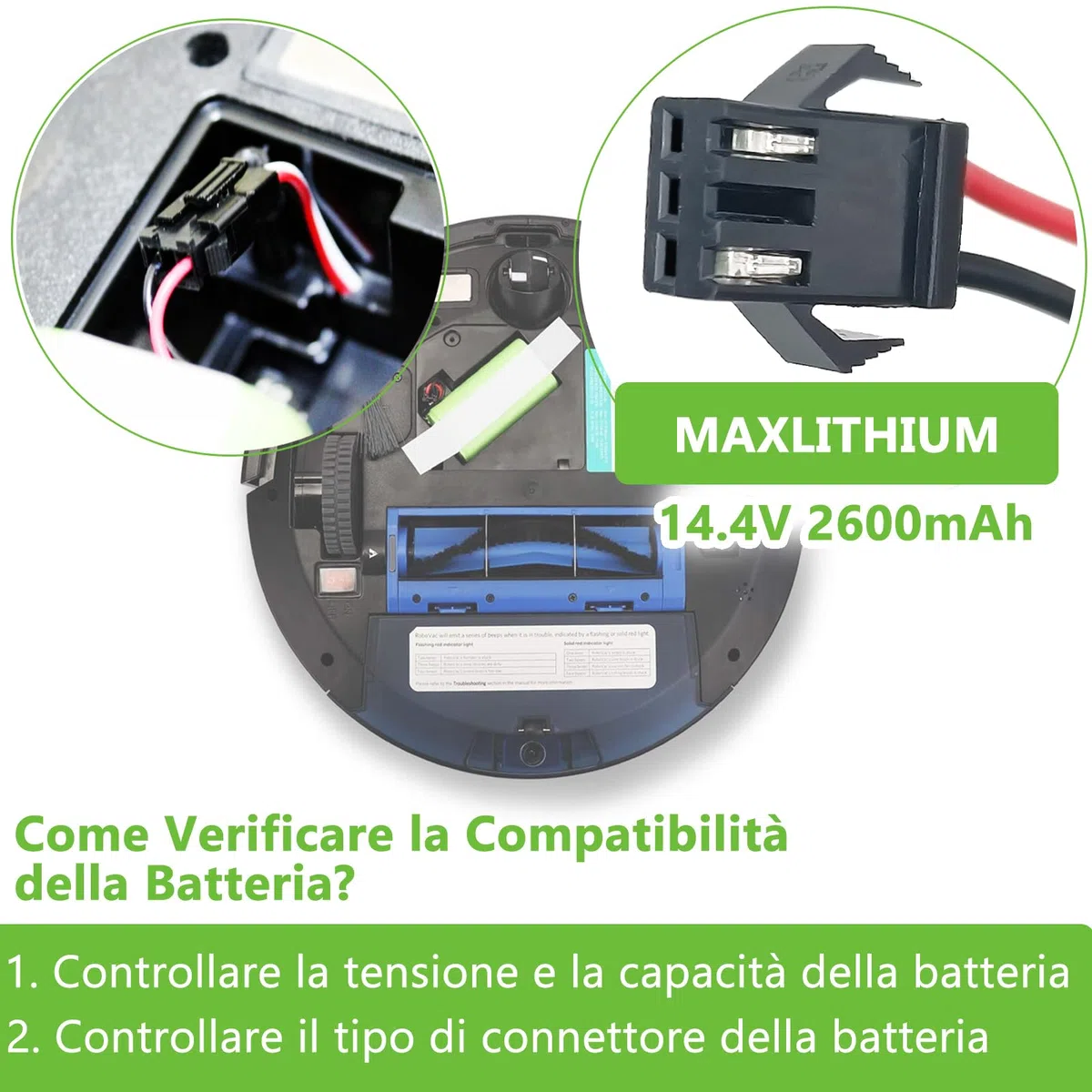 14.4V 2600mAh Li-ion Batteria di Ricambio per IKOHS Netbot S14 S15, Lefant T700, Proscenic 850T, Deebot N79S N79, Eufy RoboVac 11 11S 12 15C 15C Max 15T 30 30C 35C, Conga Excellence 990 950 1090