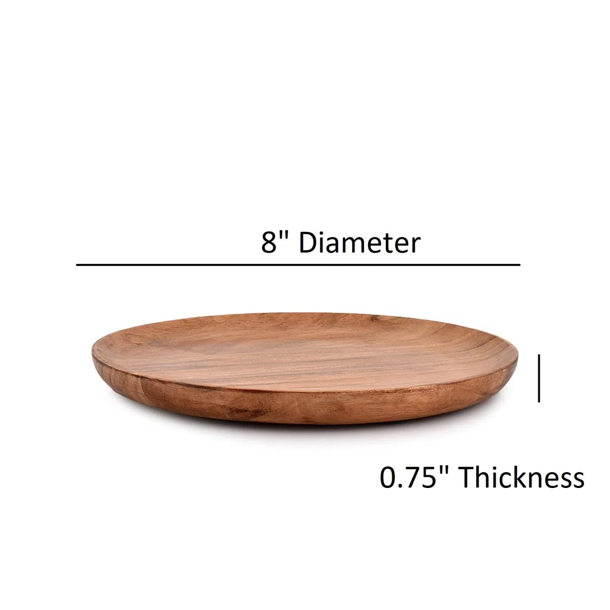 Samhita Set di 4 piatti rotondi in legno di acacia, per ottomana o tavolino, tagliere per salumi o formaggi per soggiorno (20,3 x 20,3 x 1,9 cm)