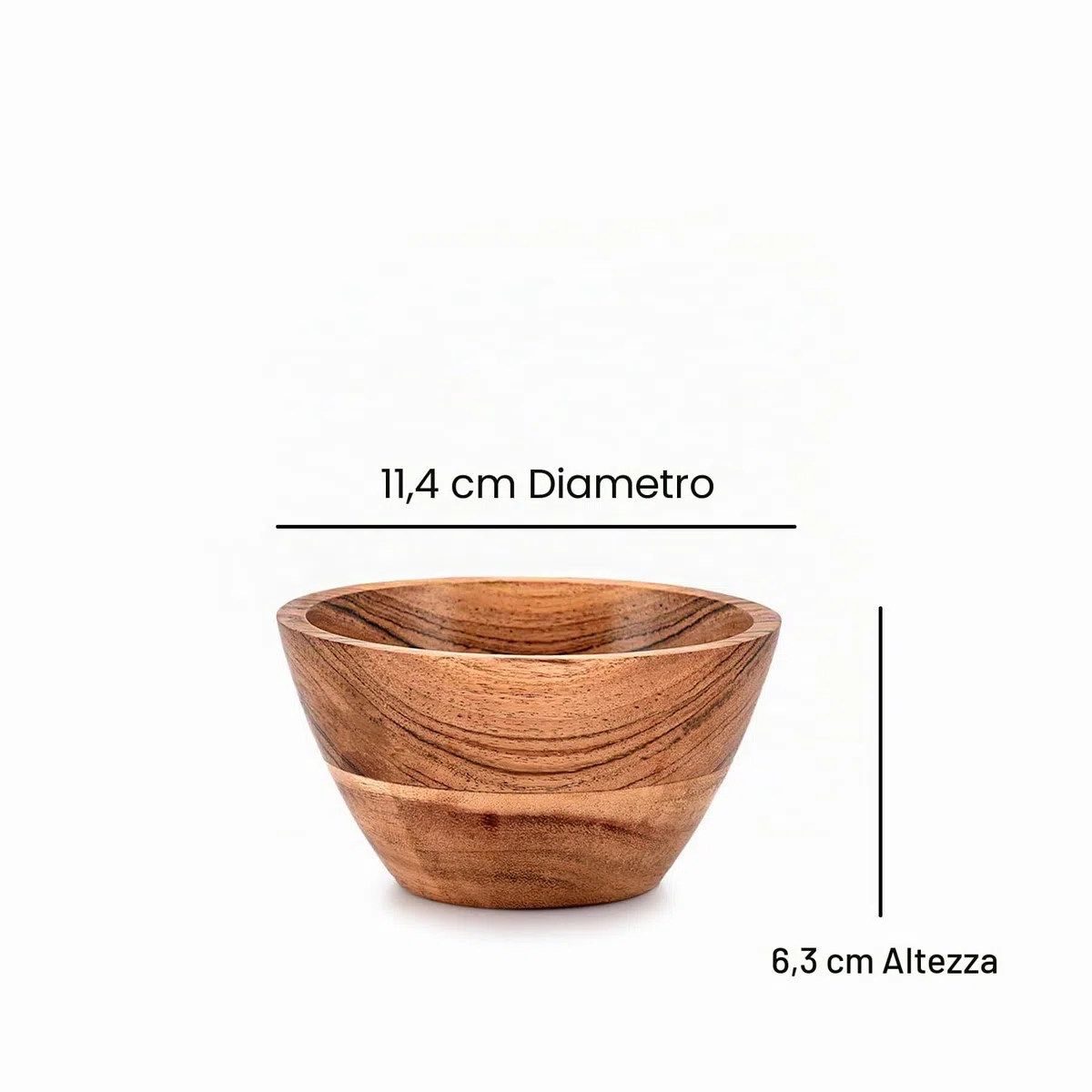 Ciotola per snack, in legno di acacia, decorativa, per snack, gioielli, chiavi e decorazioni per la casa (set di 4) (11,4 x 11,4 x 6,3 cm)