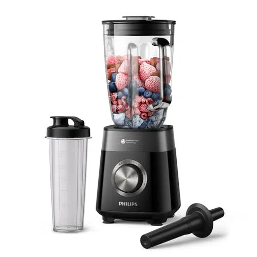 Philips Frullatore Serie 5000 - Motore da 1200 W. Tecnologia ProBlend Plus. Bicchiere Blend-and-Go. Parti lavabili in lavastoviglie. Capacità 2L. Nero (HR3031/00)