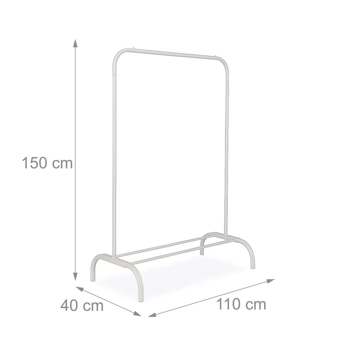 Relaxdays Appendiabiti da Ingresso, Guardaroba con Asta Appendi Abiti e Portascarpe, HLP: 150x110x40 cm, Ferro, Bianco