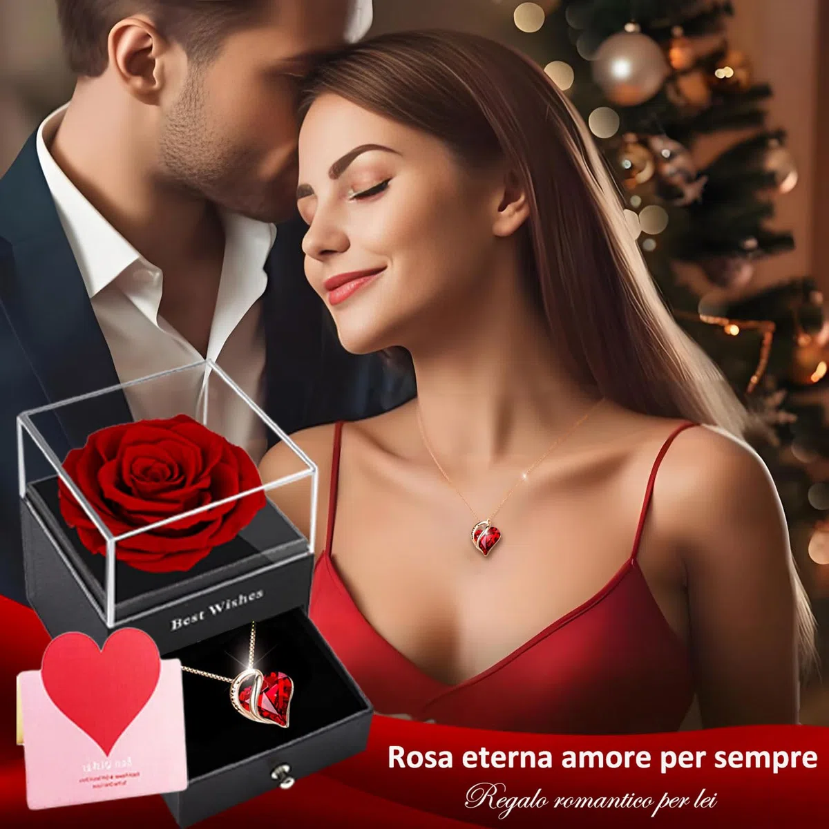 Scatola Rosa Stabilizzata,Rose Conservata, Rosa Eterna Vera,Natural Preservada Fiori Confezione Regalo per la Festa della Mamma,Natale,Compleanno,Anniversario,San Valentino per Fidanzata,Moglie