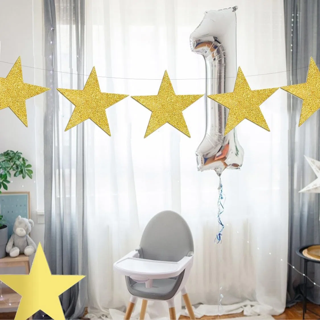 50 pezzi 28 cm Star Cutouts, Basicon, decorazioni a forma di stella di carta, a forma di stella, grande stella dorata, decorazione per tavola nera aula, parete per feste
