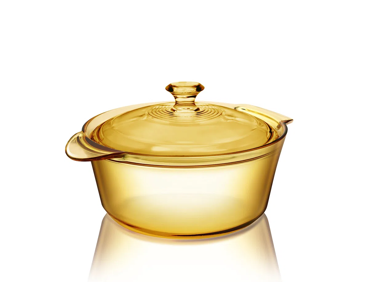 Visions Pyroceram Flair - Pentola con Coperchio in Vetro, 1,6 l, Colore: Marrone