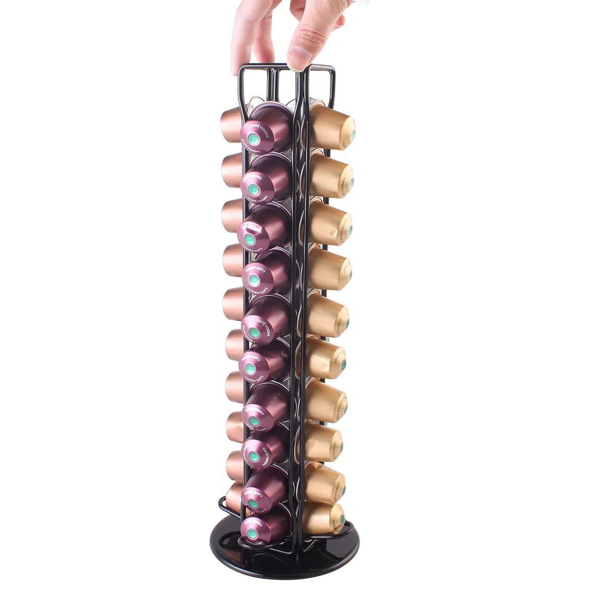 SEVENLINE Supporto per cialde di caffè compatibile con cialde Nespresso originali, organizer per 40 capsule (nero)