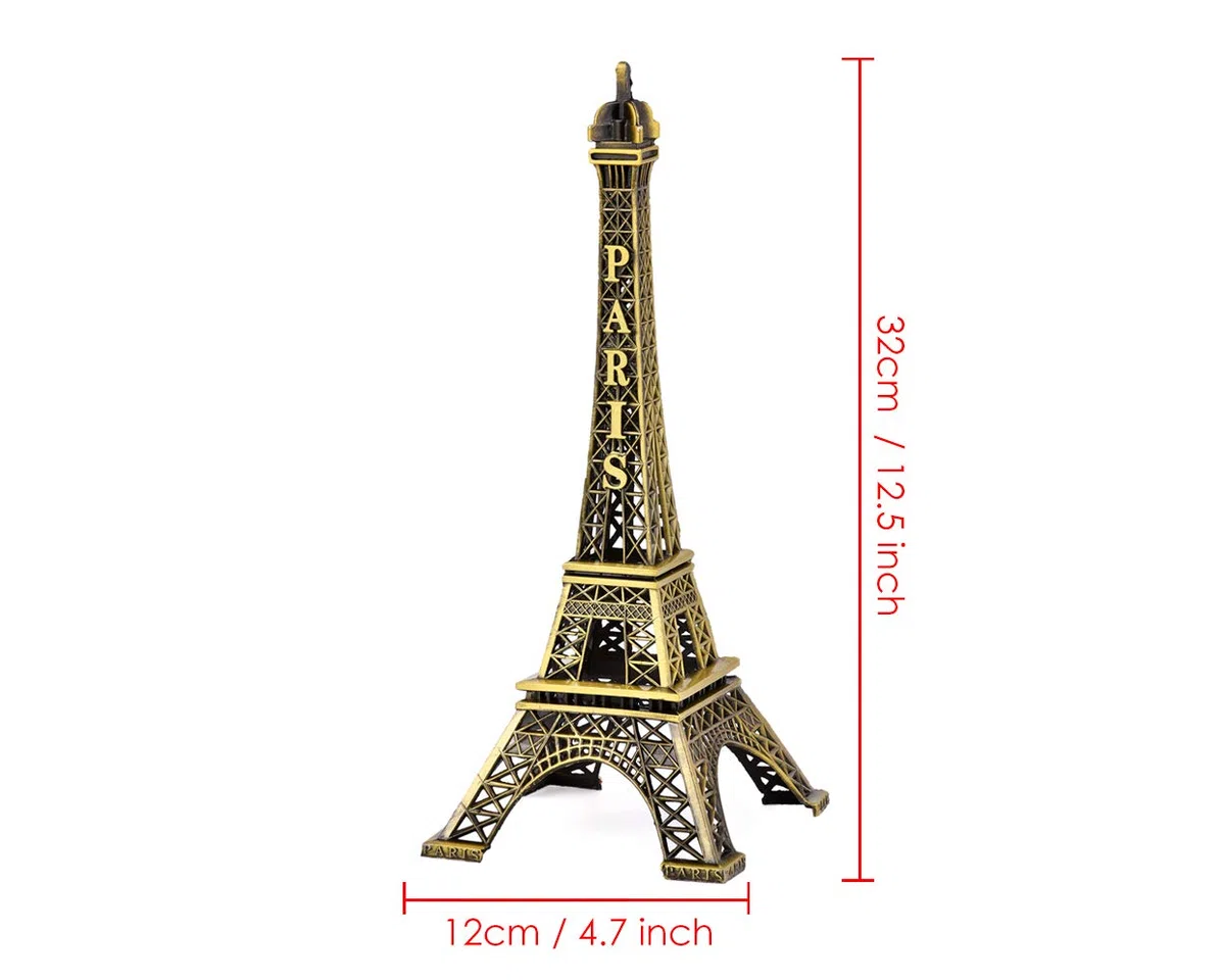DSstyles Torre Eiffel Torre Statua Metallica Figurine per Souvenir - 32cm
