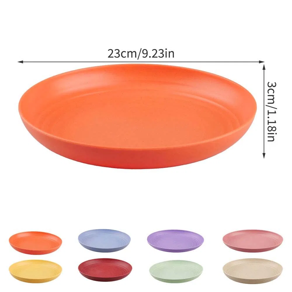 Set di 8 piatti in plastica da 23 cm, leggeri e riutilizzabili, infrangibili da campeggio e da picnic, lavabili in lavastoviglie, piatti colorati per feste, casa, giardino e viaggi