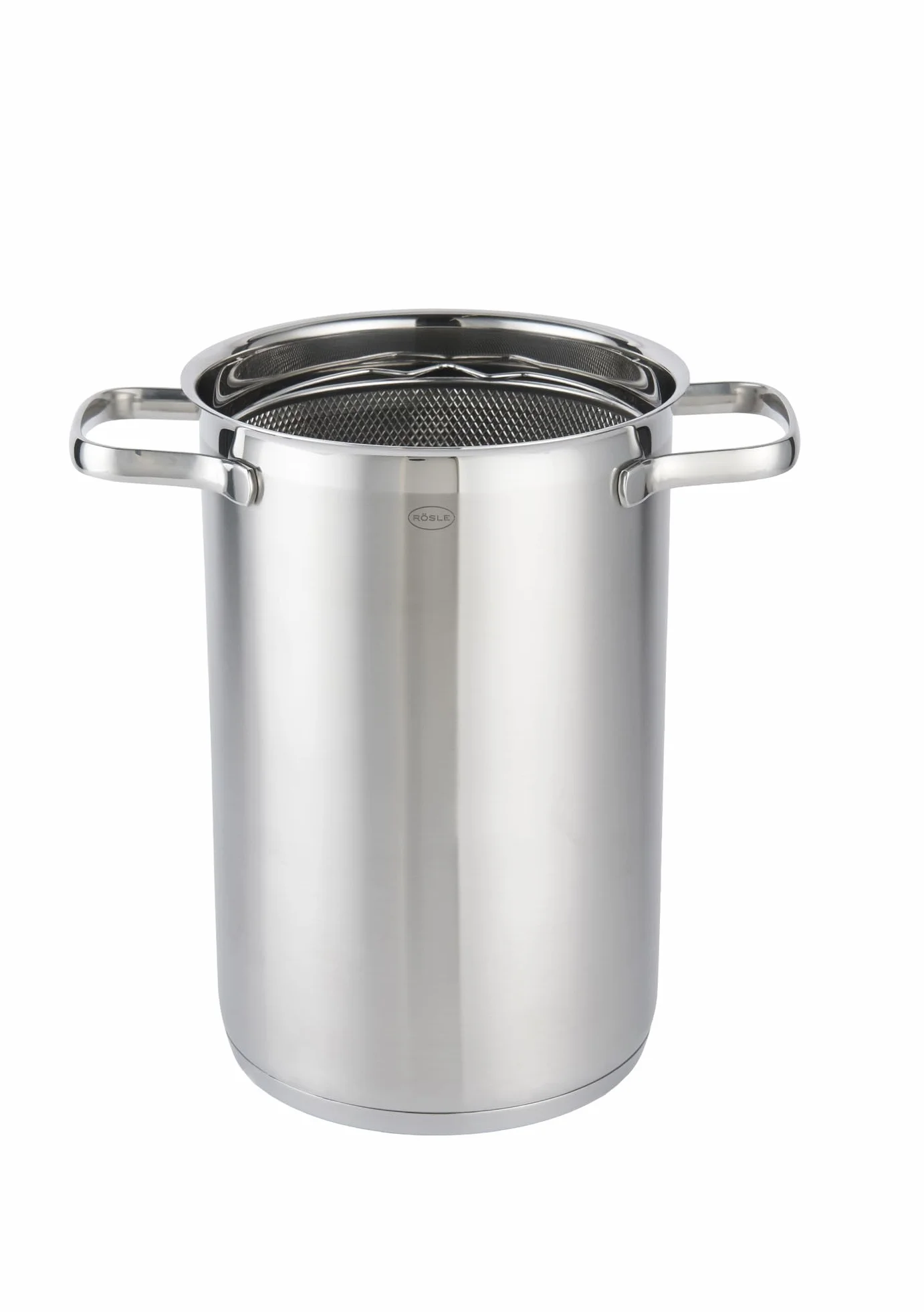 RÖSLE ELEGANCE pentola per la pasta e asparaghiera, per la preparazione di pasta e verdure, 4,5 litri, acciaio inox 18/10, con scolapasta, adatta ai piani cottura a induzione e alla lavastoviglie