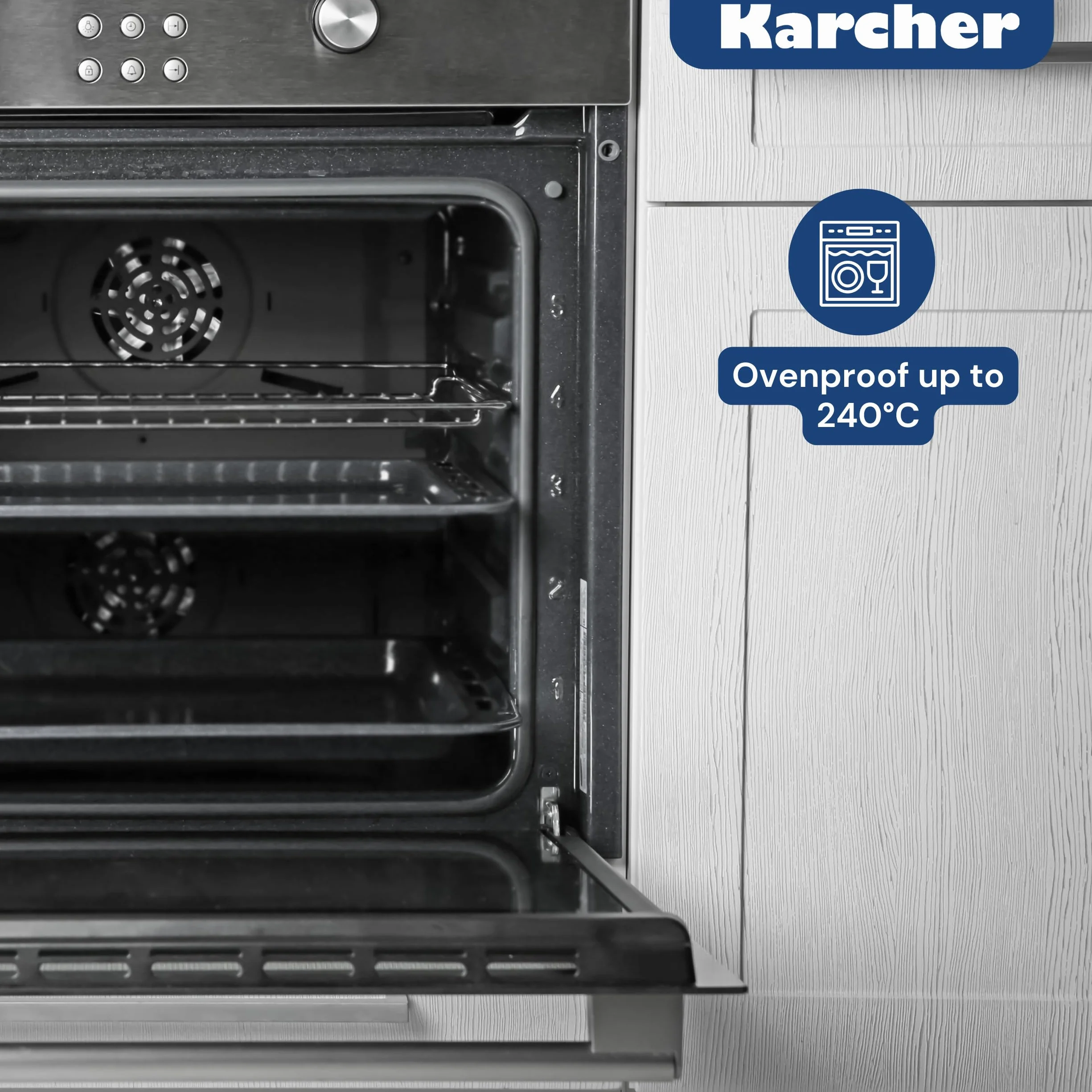 Karcher 121749 Rostiera in alluminio pressofuso 2in1 (8,7 litri, incl. coperchio e guanti da cucina, 41,5 x 25,5 cm) nera