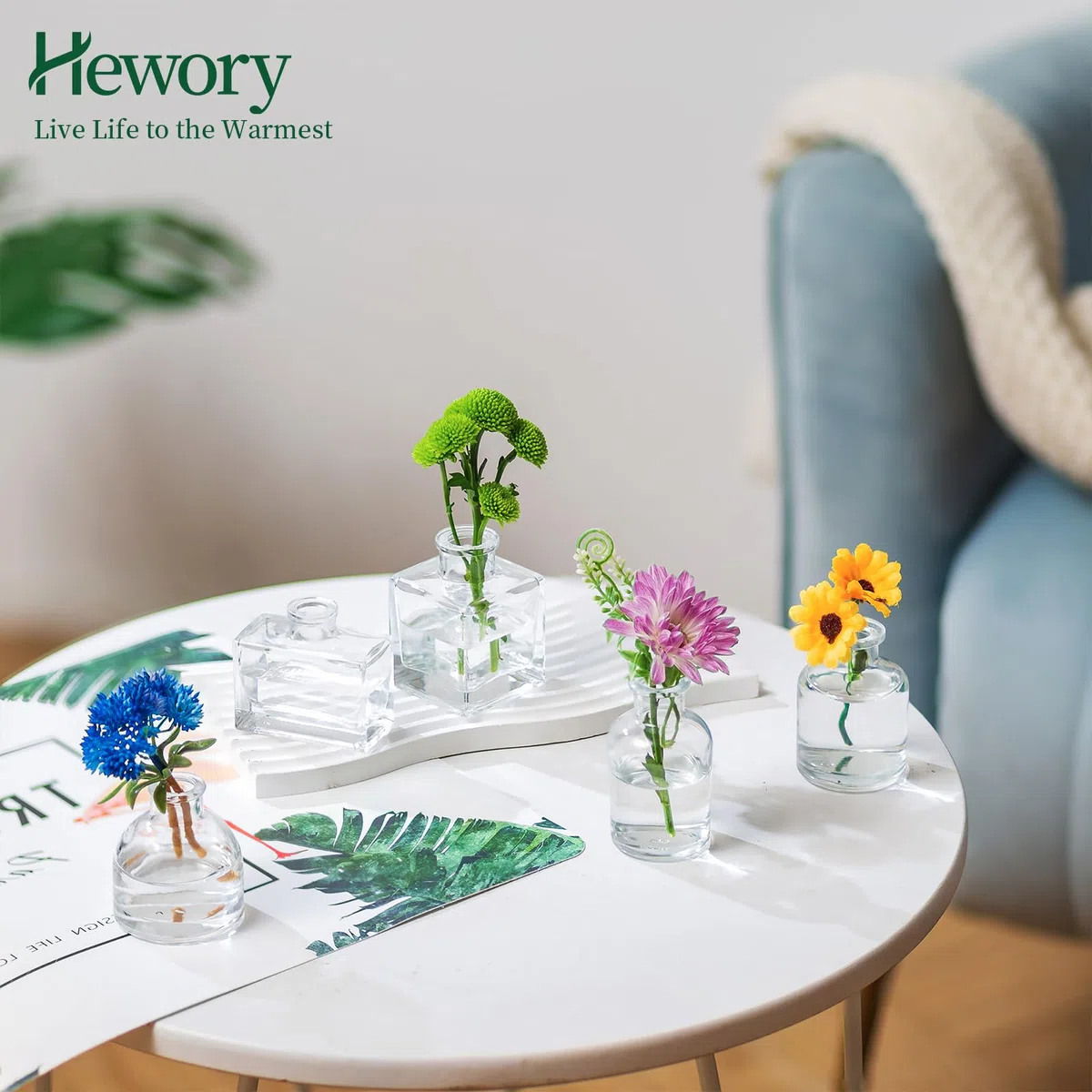 Hewory Vaso Transparente Mini - Collezione Soliflore Glass 20 Pezzi per Decorazione Nuziale e Tavola Casa
