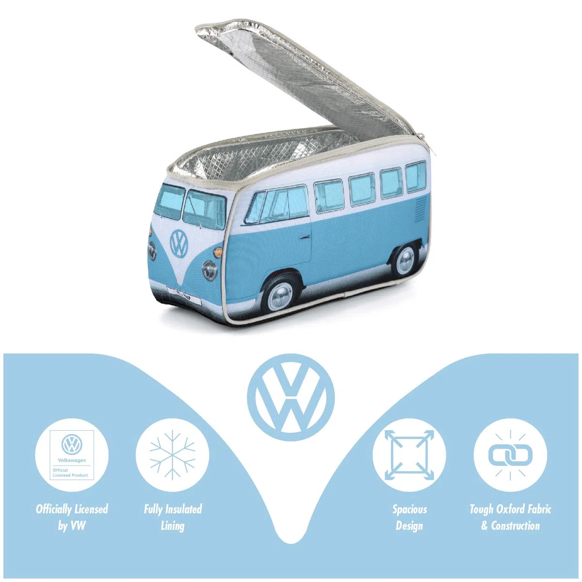 Board Masters VW Collection - Volkswagen Hippie Bus T1 Camper Van Borsa per merenda (Blu)