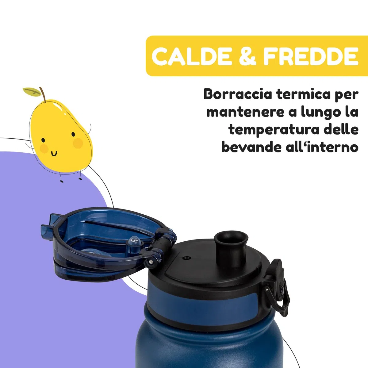 schmatzfatz Borraccia Termica 550 ml, Borraccia Isotermica per Bambini, Bottiglia Isotermica per Bevande Calde, Termus Acqua Fredda, Borraccia Termos, Senza BPA, Bottiglia Metallo Senza Fuoriuscite