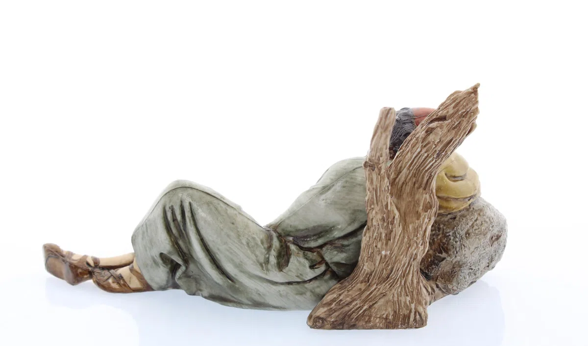 Moranduzzo Pastore Dormiente per Presepe da Cm 13 Scala 1:15 - Statuine Presepe Indistruttibili - Stile 700', Pittura Rifinita a Mano, Prodotto Ufficiale, Made in Italy, Scultore M. Landi