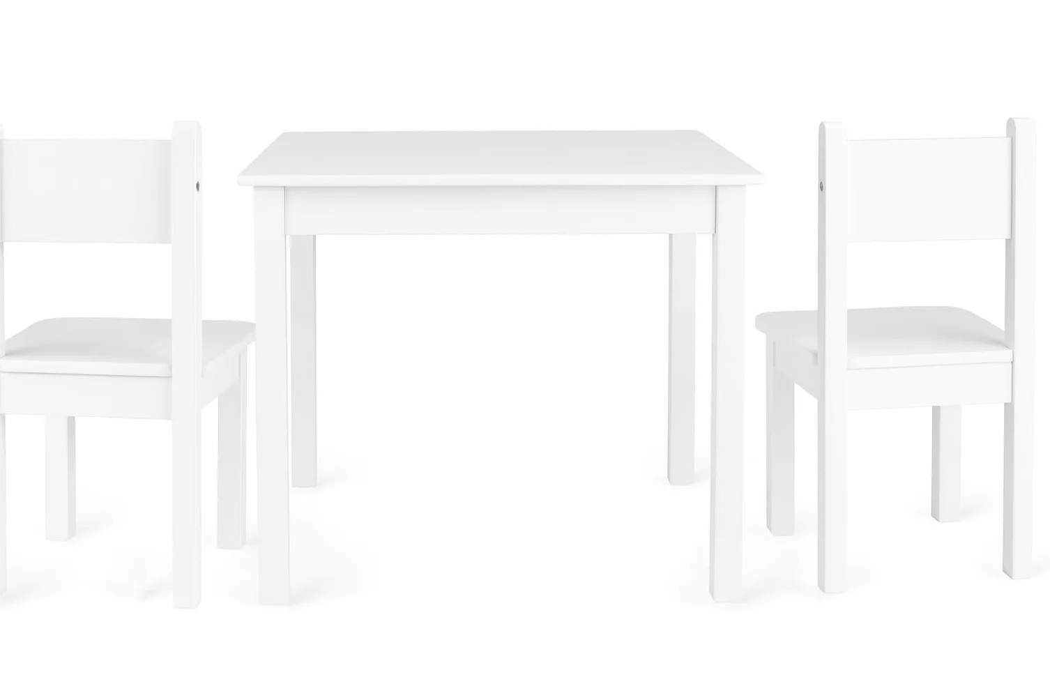 leomark tavolo e 2 sedie in legno per bambini 60x60x49 cm, stabile set per camera dei bambini, sala comune, scuola materna, asilo nido, mobili per bambini, Yeti colore BIANCO