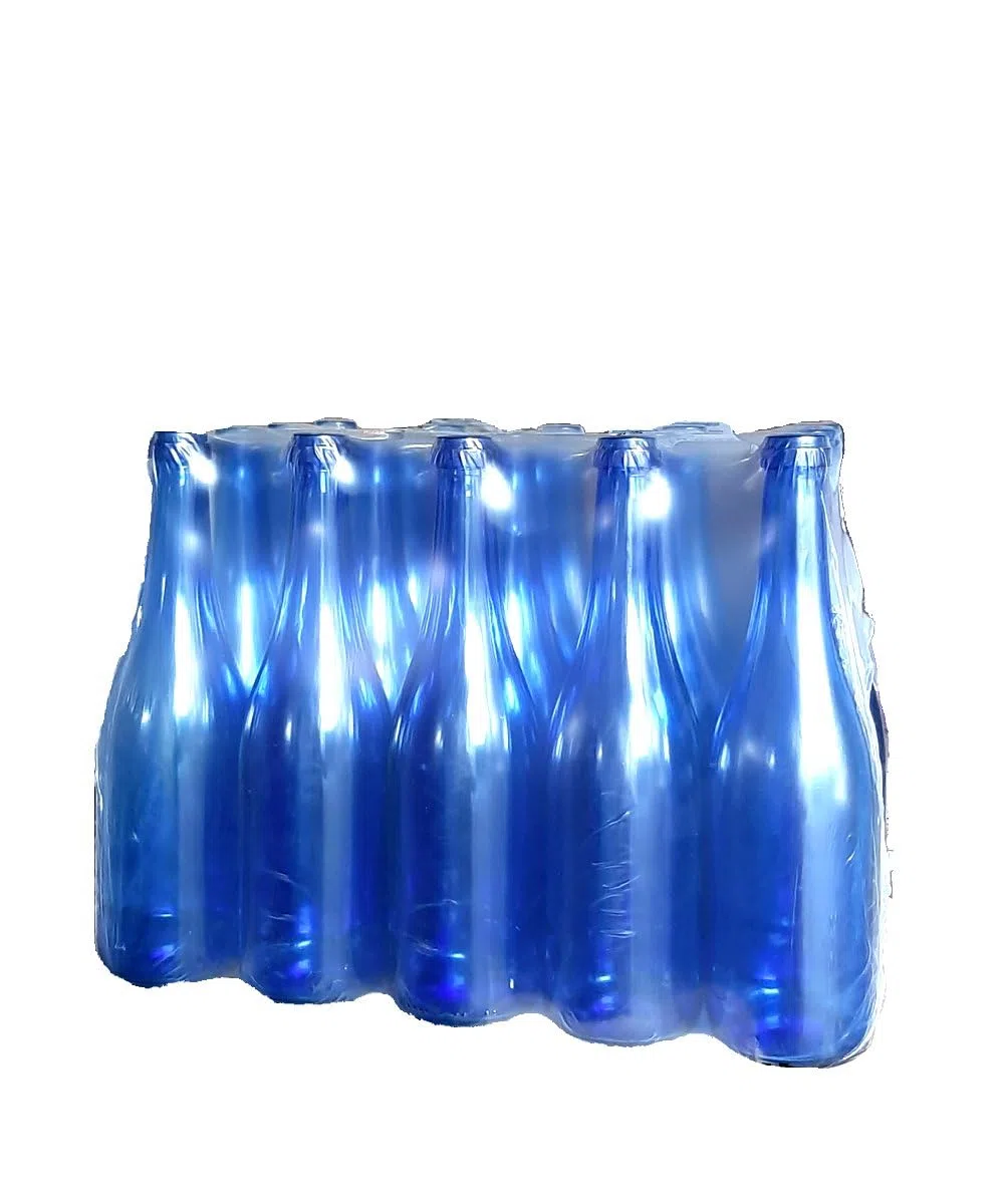 BOTTIGLIA EMILIANA PER VINO E SPUMANTE PROSECCO 750 ML CON PREDISPOSIZIONE TAPPO SUGHERO COLORE BLU + Tappi alettati e gabbiette - BOTTIGLIA VUOTA PER VINI PREGIATI - TAPPI SUGHERO E PLASTICA
