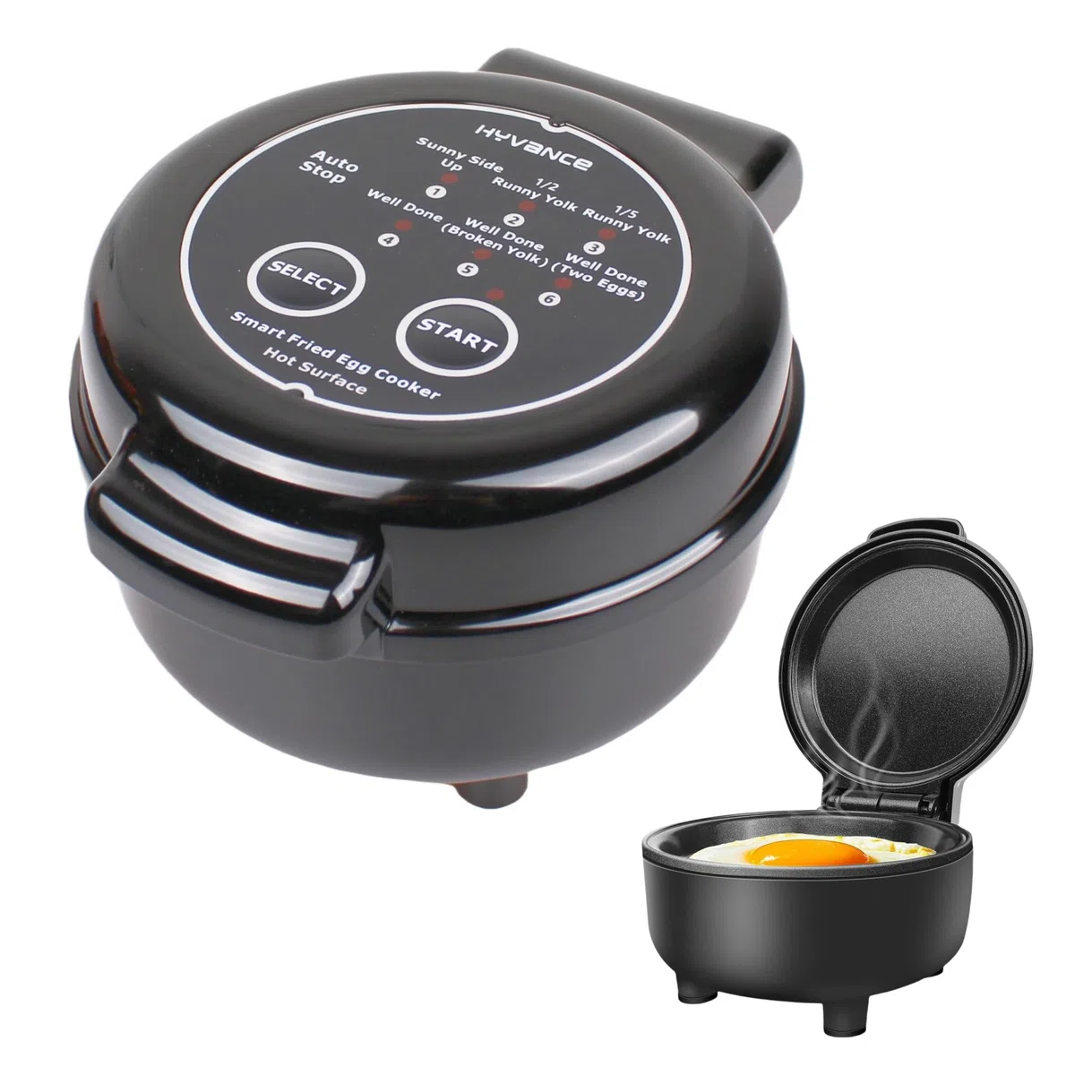 Hyvance Smart - Pentola per uova fritte, cottura a bassa temperatura, fascio uovo fritto come il lato soleggiato verso l'alto, più facile, ecc. Si ferma automaticamente con avviso sonoro quando è