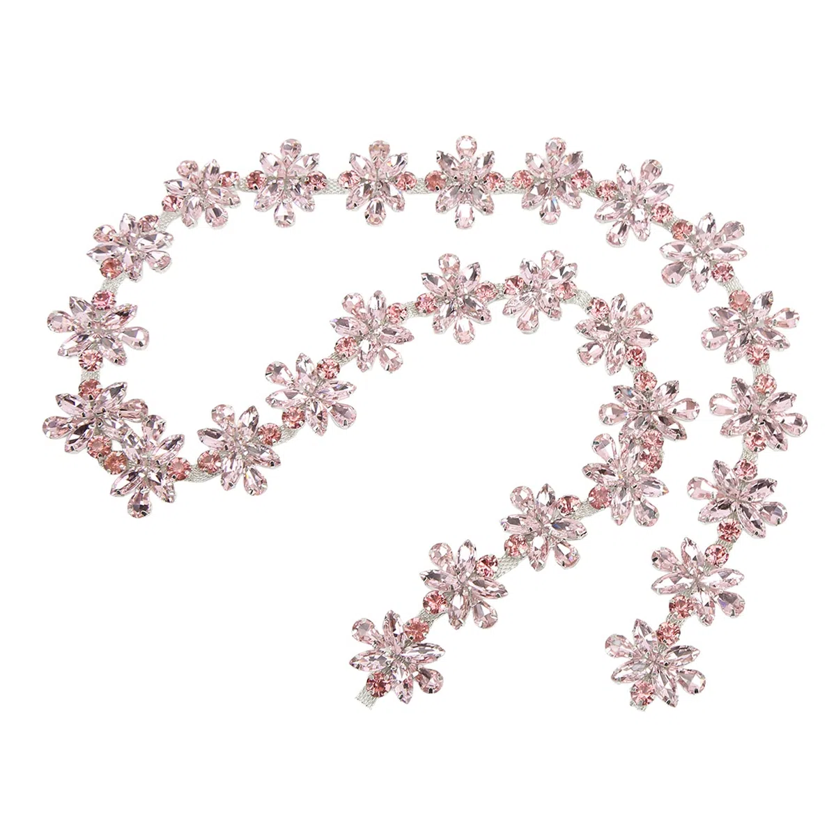Catena di Strass, 1 Iarda 3,5 Cm di Larghezza Fiore Lucido Abbigliamento Decorazione Strass Catena Diamantata Per Abiti da Sposa, Collane(Rosa)