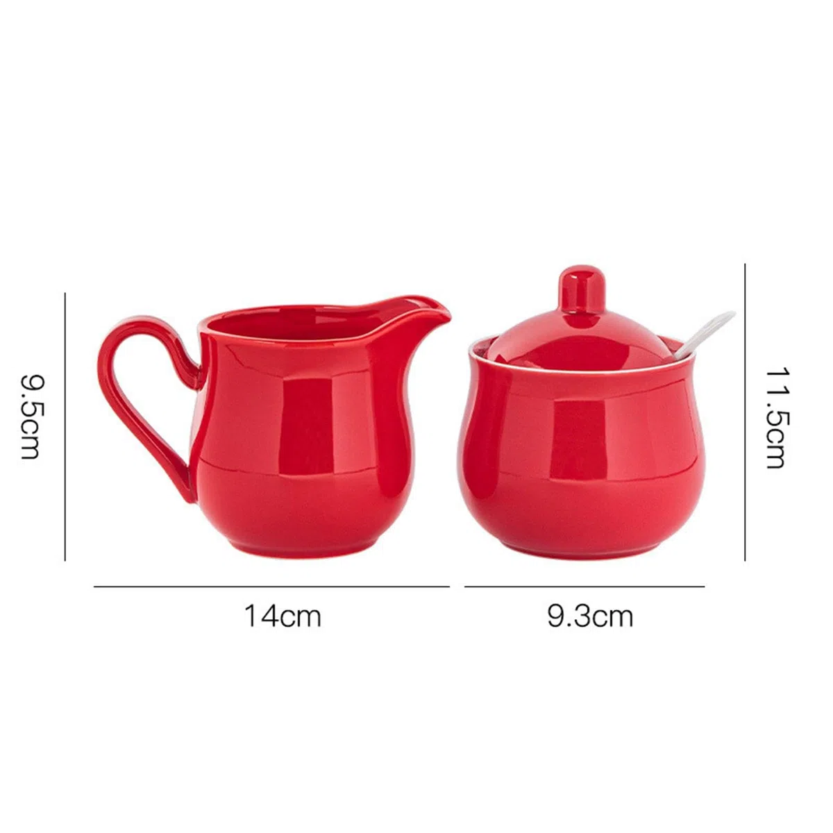 Milageto Set per zucchero e panna in ceramica, set per servire il caffè, durevole, brocca per panna, pratica ed elegante, accessori per uso domestico, brocca, Rosso