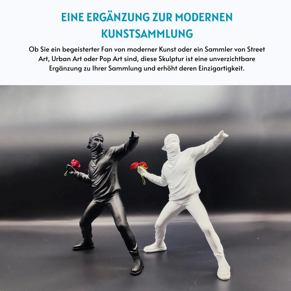 LAIX Banksy Scultura Rabbia Il Lanciatore di fiori, 21,5 cm, un'aggiunta esclusiva per Graffiti, Street Art, Urban Art e Pop Art collezionisti e appassionati