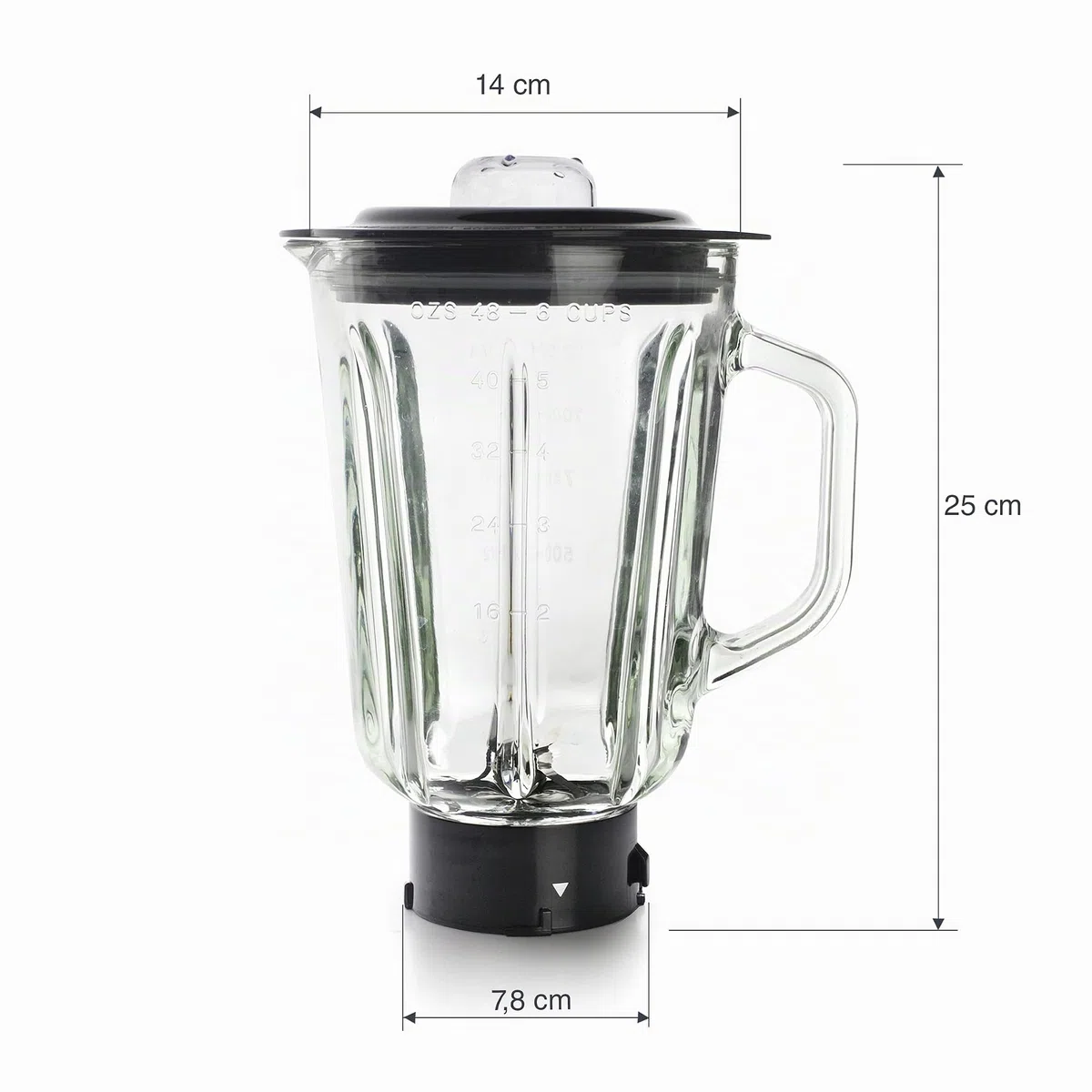 Lacor - 69684 - Caraffa in vetro per frullatore 1,5 L, accessorio originale compatibile con impastatrice Complet rif. 69583, 4 lame in acciaio inox, coperchio ermetico, per succhi, frullati e creme