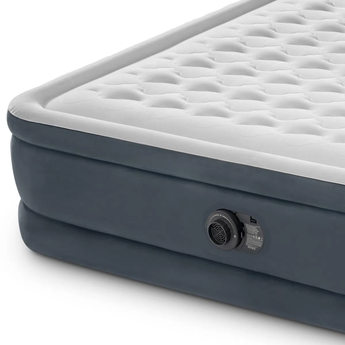 Intex 64448 Materasso Dura-Beam Con Schienale Tecnologia Fiber Tech Con Pompa Elettrica Incorporata, 152 x 236 x 86 Cm, Blu Navy