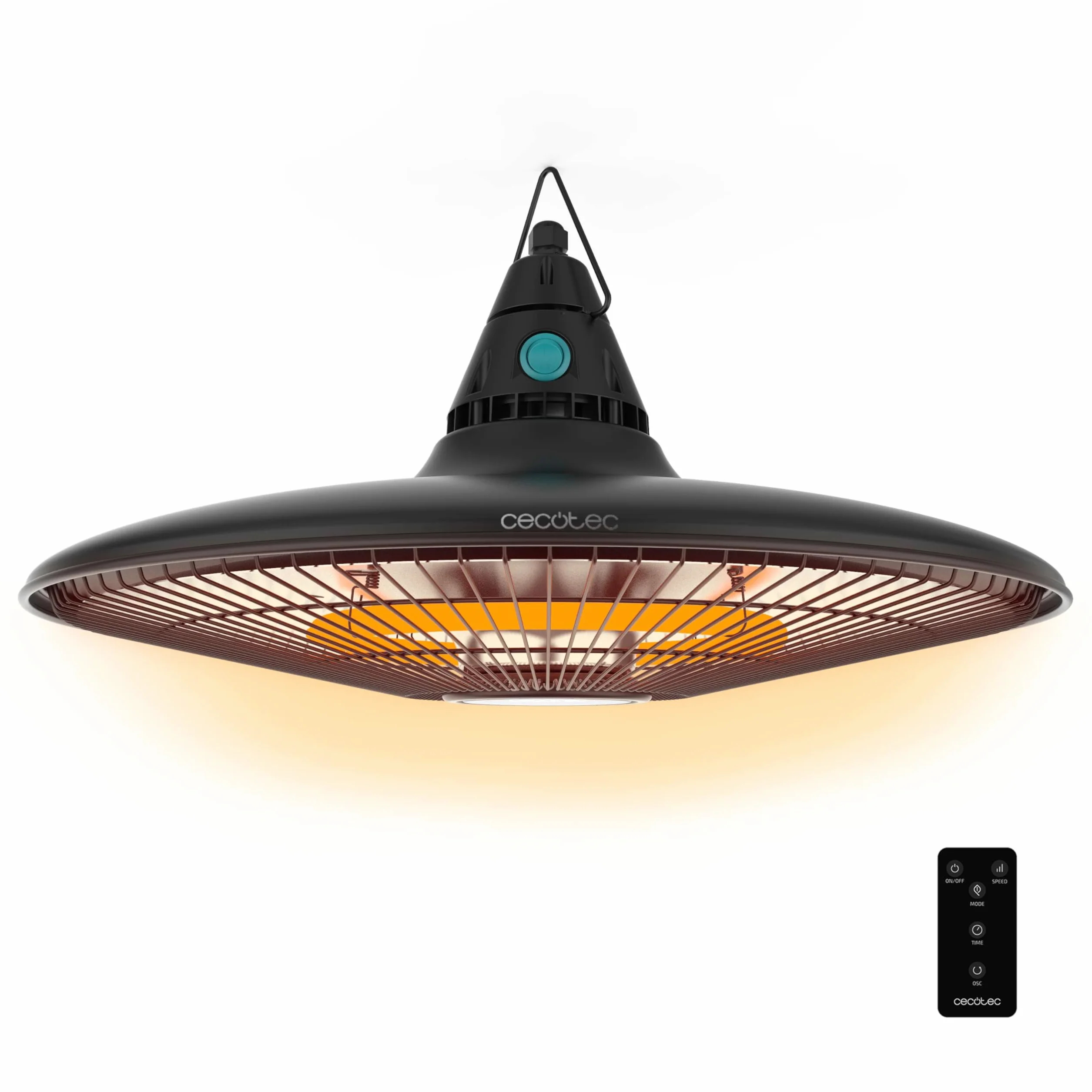 Cecotec Riscaldatore elettrico da esterno a soffitto ReadyWarm 1500 Power Ceiling. 1500 W, tecnologia alogena, protezione IP65, telecomando, area di copertura 10 m2