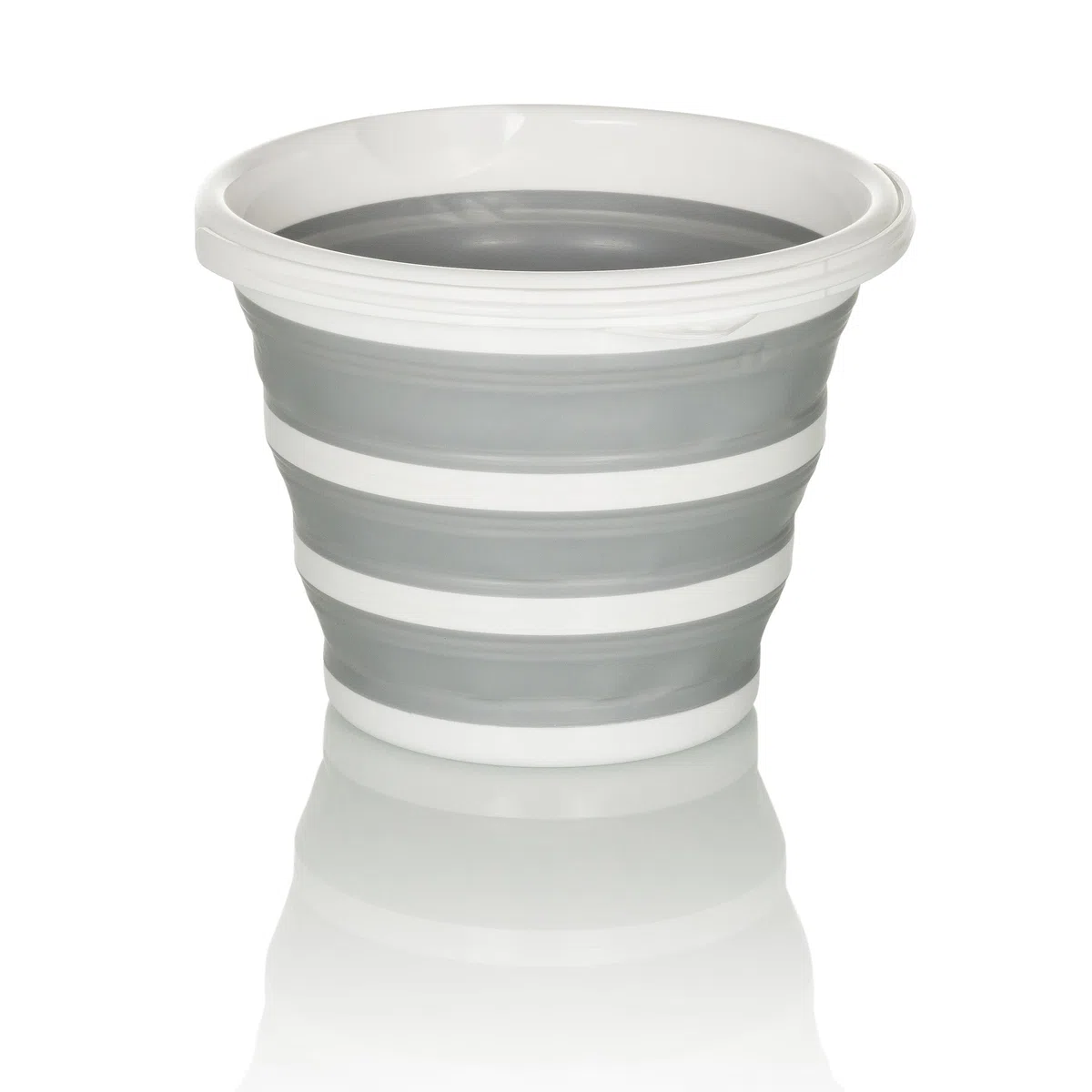 hjh OFFICE cestino pieghevole CLEAN SILR, in silicone, secchio pieghevole da 10L per uso interno ed esterno, salvaspazio, grigio/bianco, 924002
