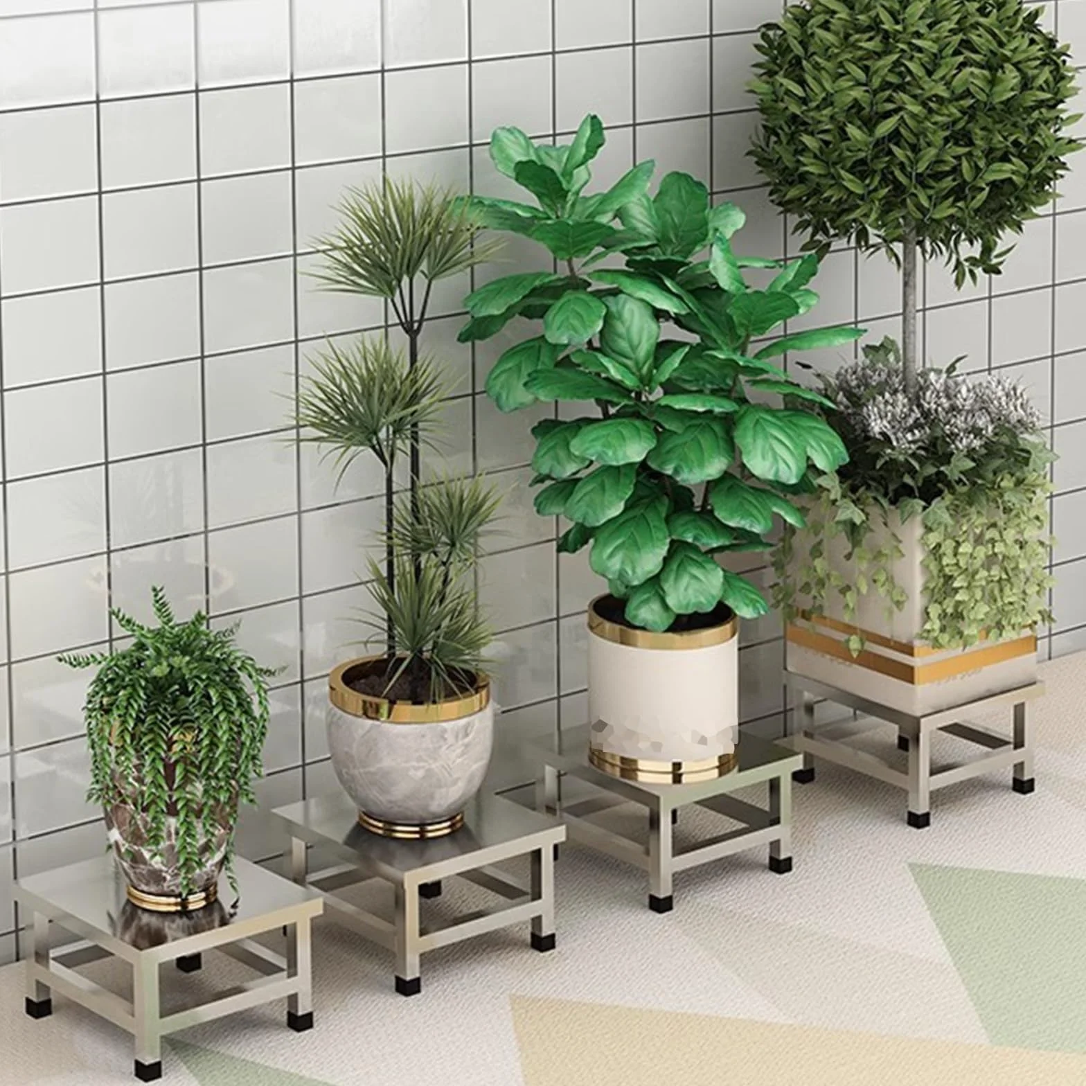 Base rialzata in acciaio HeavyDu, per vasi da fiori, 30 x 30 x 20 cm, ideale per esposizione di magazzini domestici