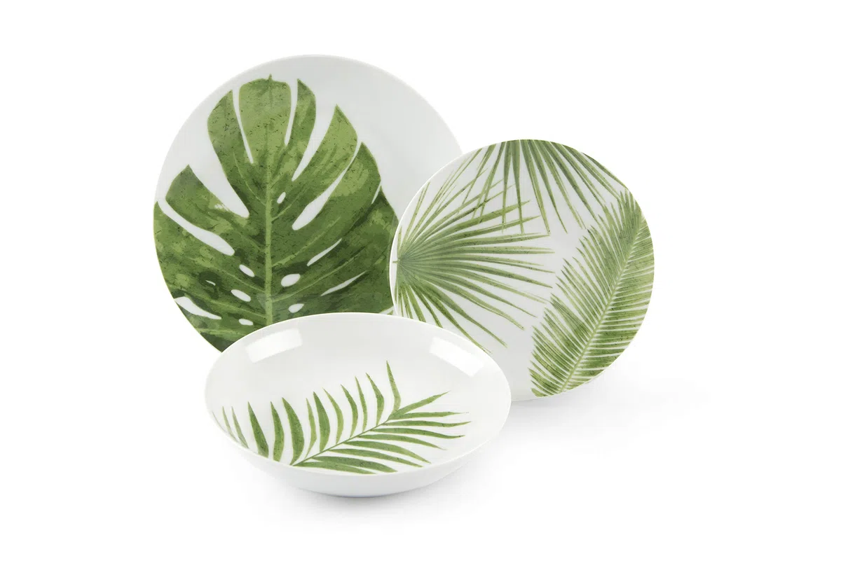 Excelsa Foliage Servizio Piatti da 18 Pezzi, Porcellana