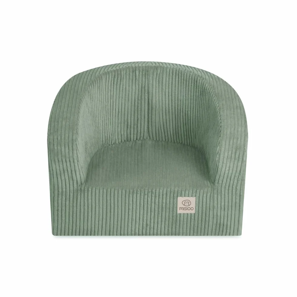 MISIOO Poltrona Infantile Scandinava Premium per Bambini, Stabile e Morbida, Imbottitura Ergonomica, 40 x 53 x 36 cm, Verde