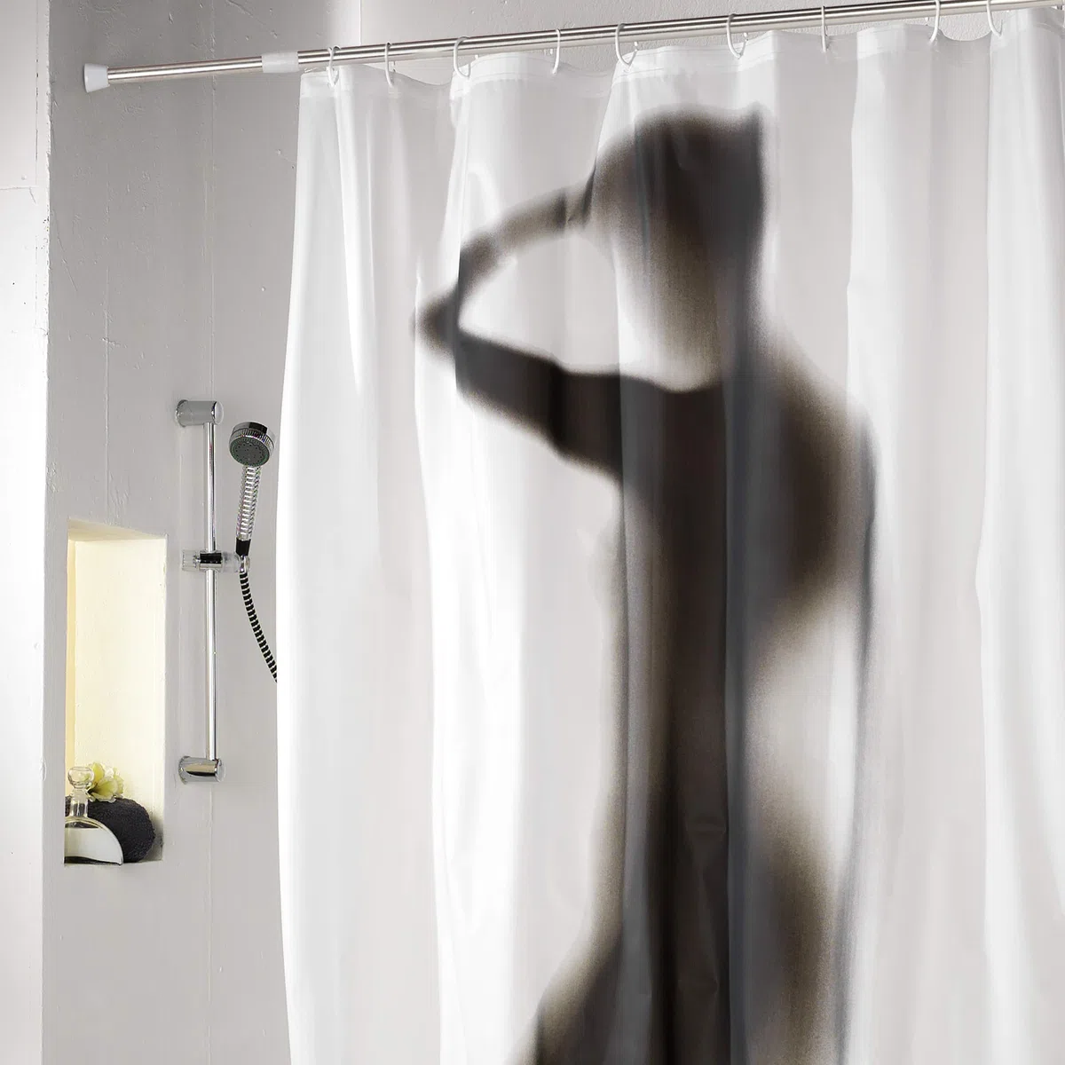 Relaxdays Asta Telescopica Estensibile, Bastone per Tende, a Pressione, Senza Forare, Acciaio, 130-220 cm