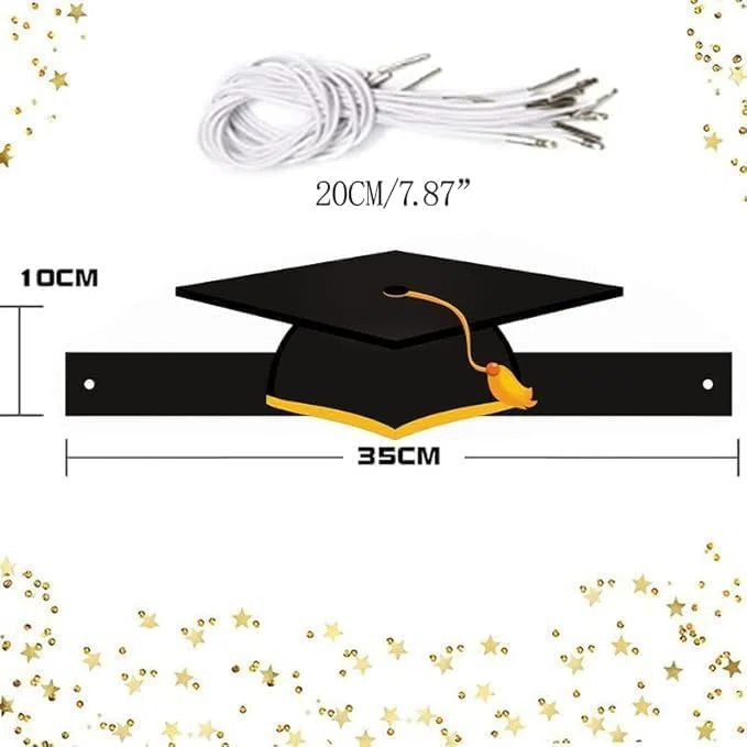 36 cappellini di laurea per bambini e adulti, corona di carta per laurea, corona di carta regolabile, decorazione per regali di laurea per bambini, asilo, regali prescolari, nero