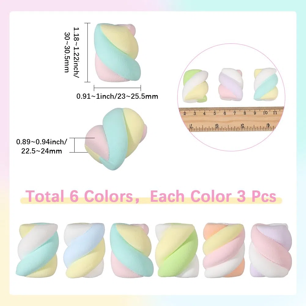 SUNNYCLUE 18 pz. Ciondoli di Caramelle In Resina Figure di Dessert Modello di Marshmallow Artificiale Mini Statuine di Marshmallow Dolci Cibo Finto per Casa Ufficio Scrivania Bomboniere per Feste Acce