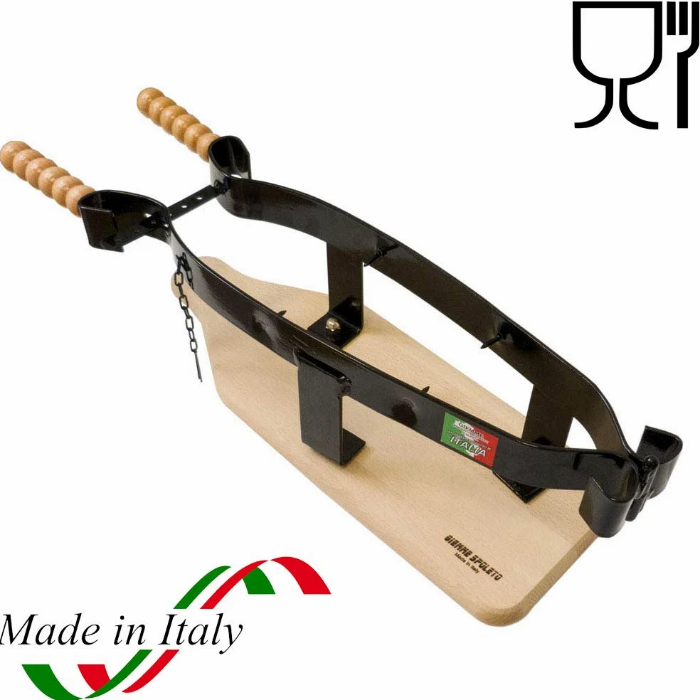 GIEMME Porta Prosciutto Professionale, Morsa per Il Taglio del prosciutto, Fermaprosciutto in Legno e Ferro