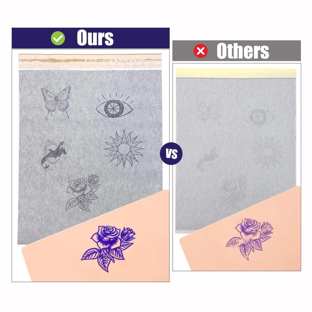 Biomaser 100 Fogli Carta per Trasferimento Tatuaggi A4 Carta Tattoo Transfer Paper A4 Carta per trasferimento di stencil termica per tatuaggi Carbon Tracing Paper