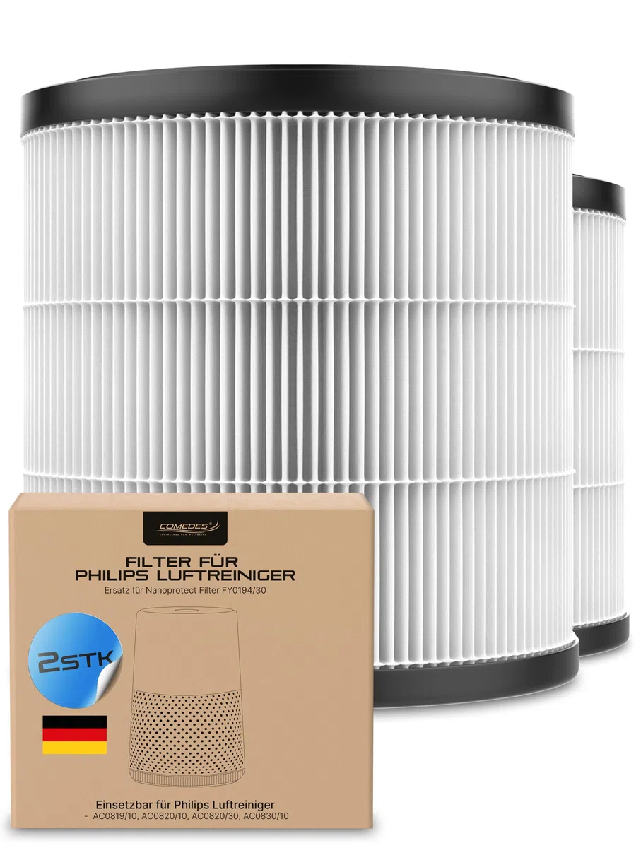 Comedes Filtro HEPA per purificatore d'aria Philips serie 800 (AC0820 e AC0830), utilizzabile invece di Philips FY0194/30 NanoProtect (2 pezzi)