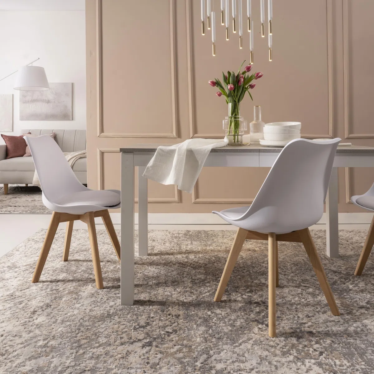 Norbe | Sedia da Sala da Pranzo o Ufficio con gambe in legno di faggio e morbido cuscino di ecopelle |Dim: 50x48x 82 H cm (Bianco, 1)