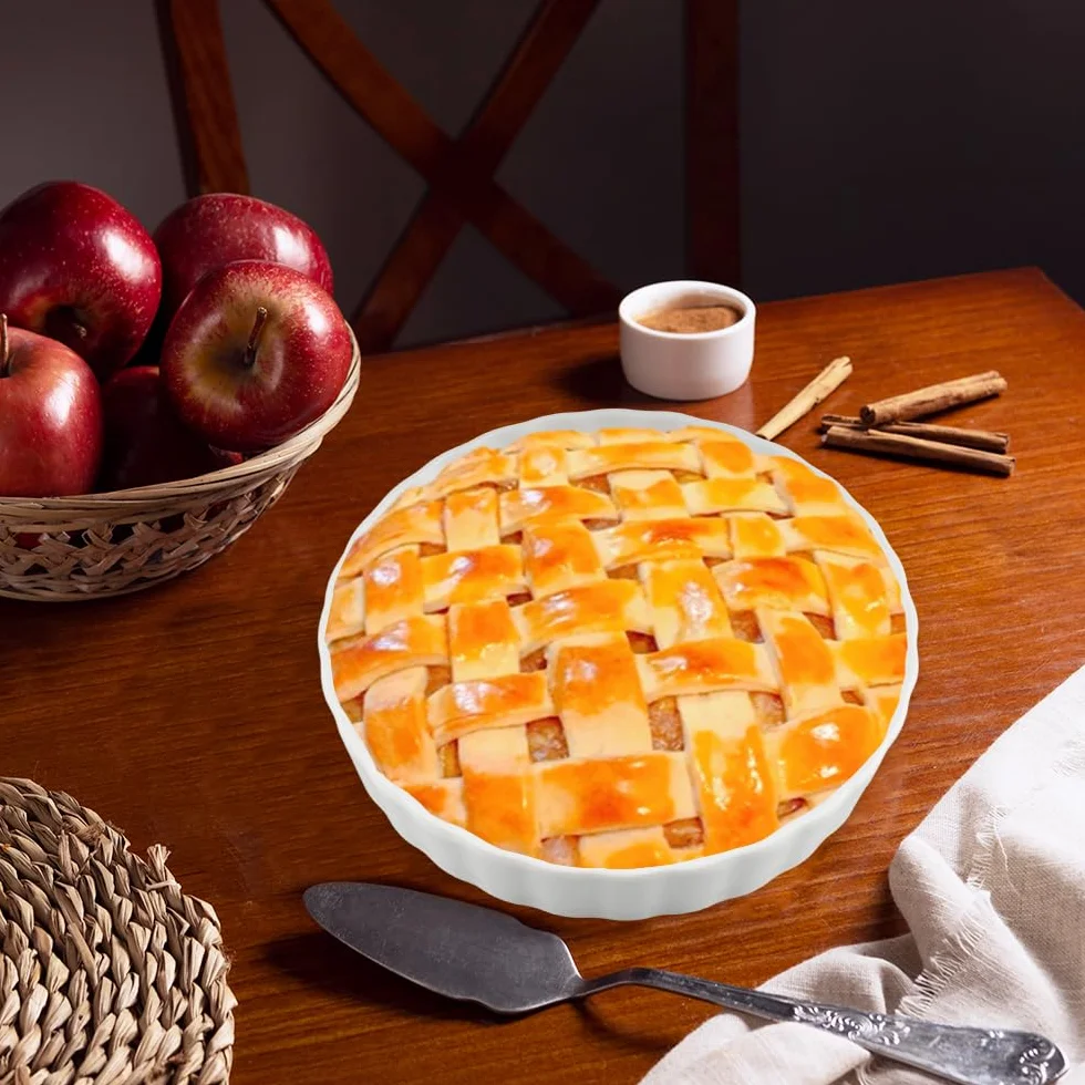Set di 2 piatti in porcellana bianca per quiche, 18 cm, piatti rotondi e profondi, per torte, pizza, pasta, crostate e quiche (bianco)