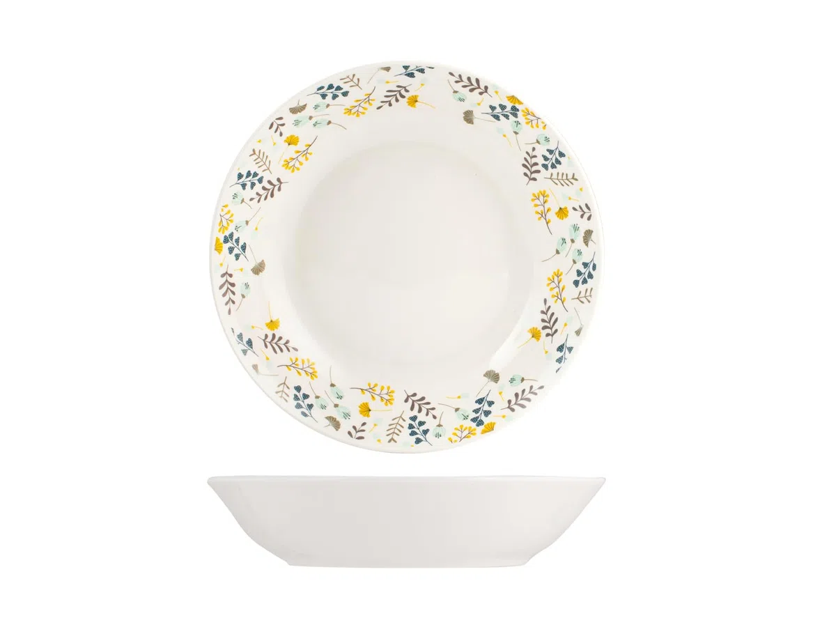 Home Zahra Set 6 Piatti Fondi, Porcellana, 20cm