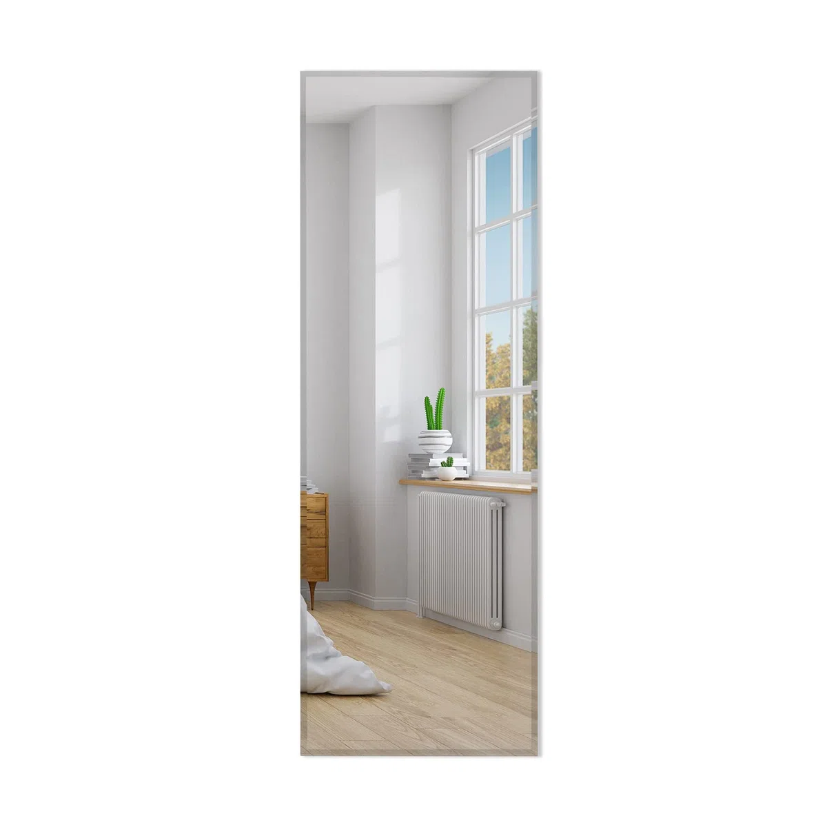 COSTWAY Specchio da Parete 110 x 38 cm, Specchio Rettangolare Montato a Parete, Specchio a Figura Intera per Guardaroba Corridoio Soggiorno