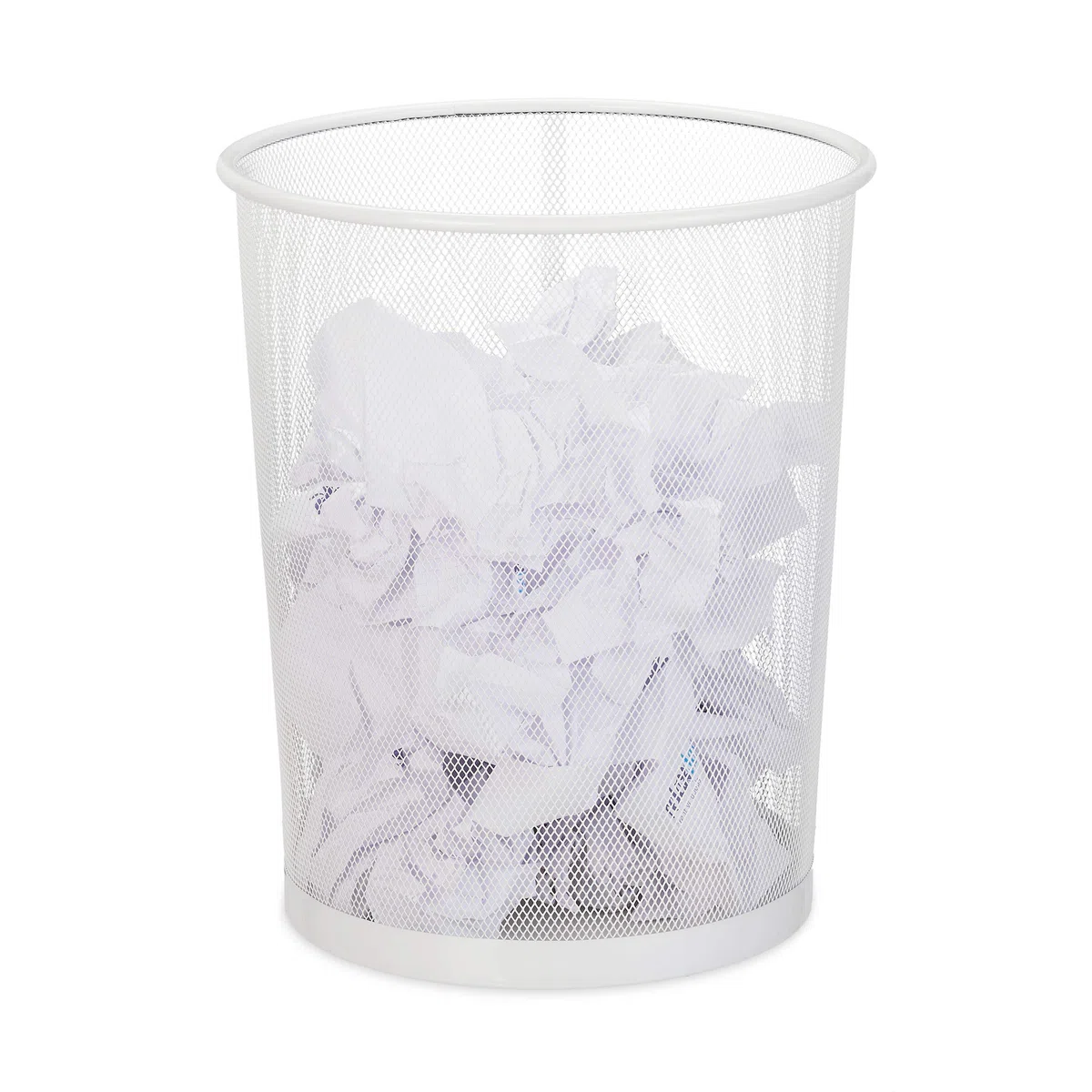 Relaxdays Cestino Gettacarta, Ufficio & Cameretta, Aperto, Rotondo, Metallico, Bidone della Carta, HxD 35x29,5 cm,Bianco