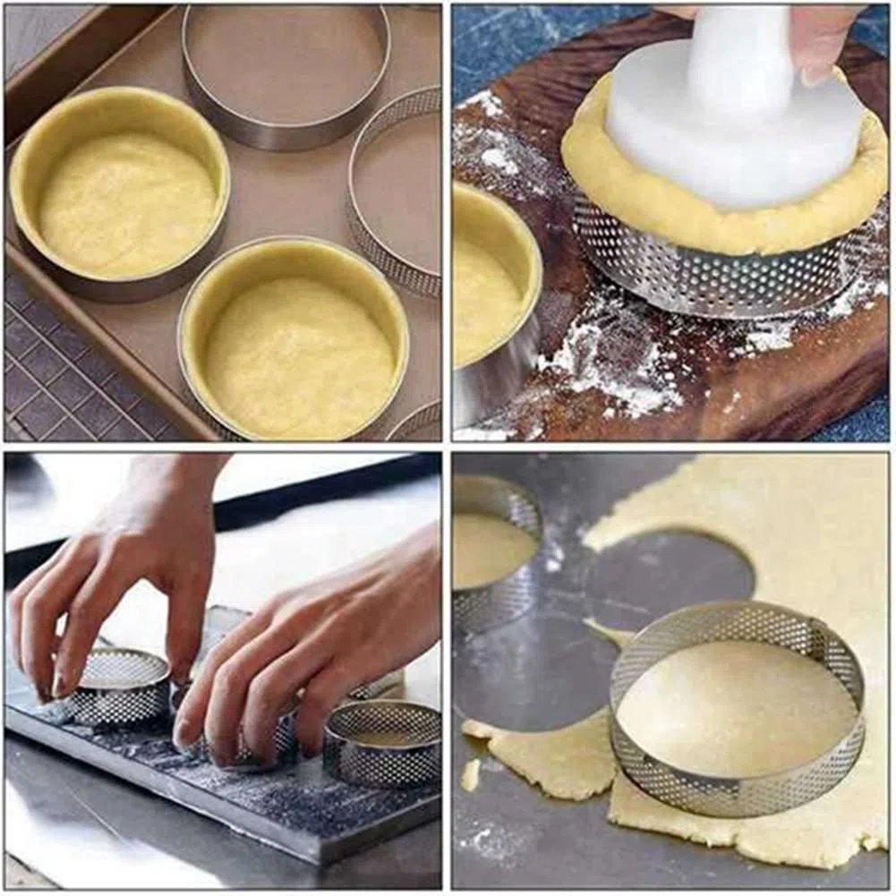 20 Anelli Rotondi per Torte Con Fori, Frutta, Quiches, Mousse - Teglia da Forno, 8 cm