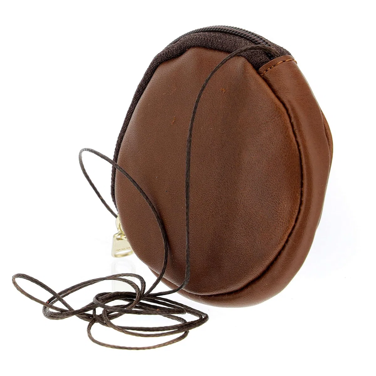 Holyart Custodia teca eucaristica Pelle Marrone Rotonda 8 cm Croce