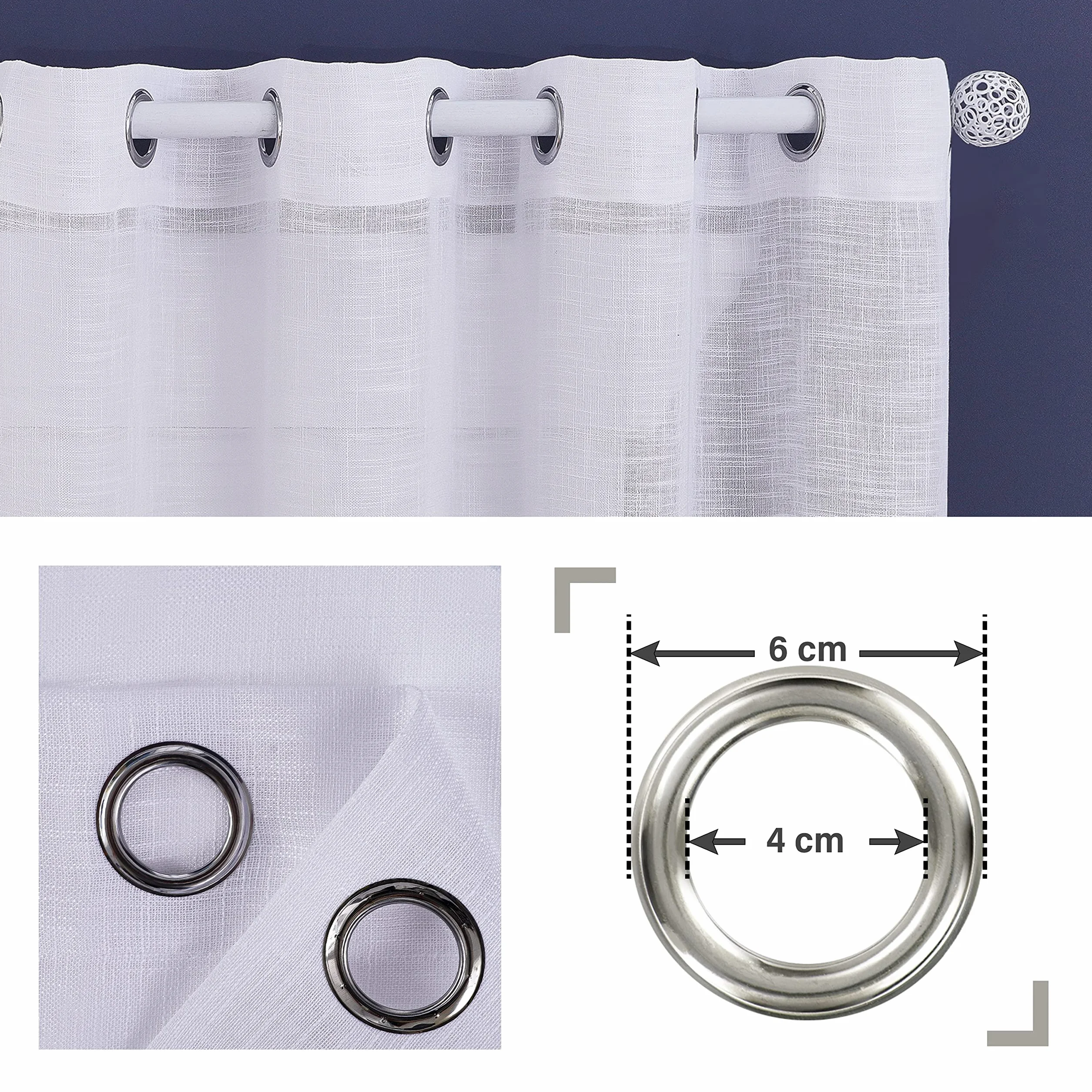 Topfinel Tende Oscuranti per Interni Lino Voile a Pannello Traslucido Tende Bianche Semitrasparenti con Occhielli 140x225 cm per Camera da Letto per Soggirono 2 Pannelli